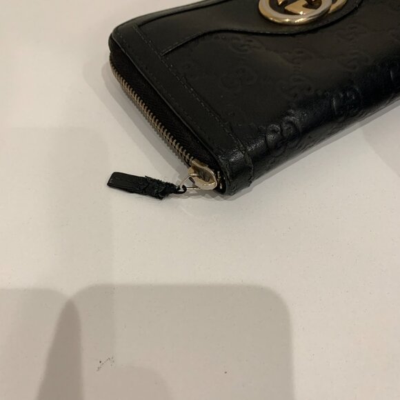 Gucci Black GG Sukey Zip Long Wallet Sku#84400 (gently used, zipper cracked) - Picture 5 of 9